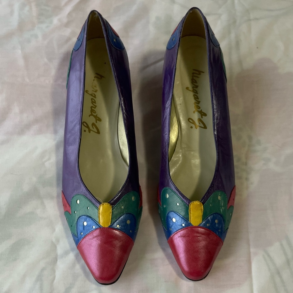 Vintage Colourful Leather Heels 👠 Made in Spain 9.5